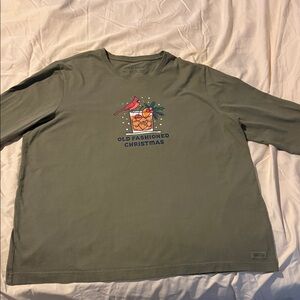 Life Is Good Old Fashioned Christmas Long Sleeve Tee - Olive